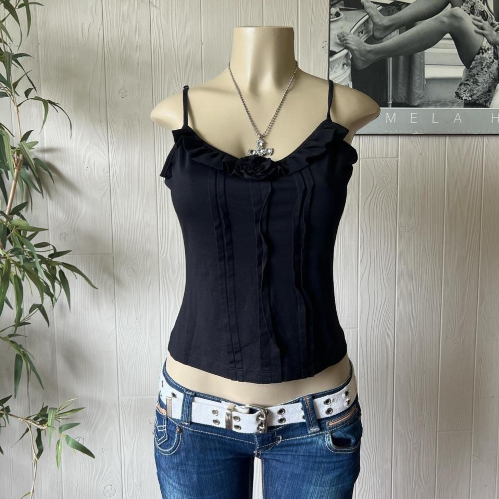 Corset loose fitting tank top with floral middle design